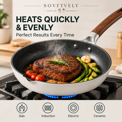 SOVFTVELY®Premium Nonstick Frying Pan with Glass Lid
