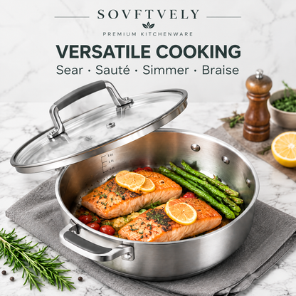 SOVFTVELY™ Premium Stainless Steel Sauté Pan
