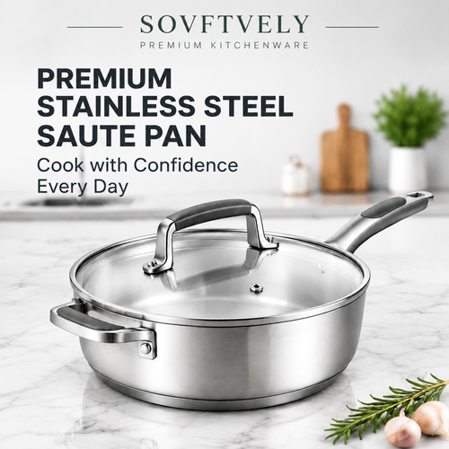 SOVFTVELY™ Premium Stainless Steel Sauté Pan