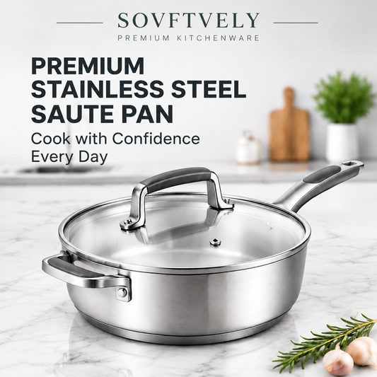 SOVFTVELY™ Premium Stainless Steel Sauté Pan